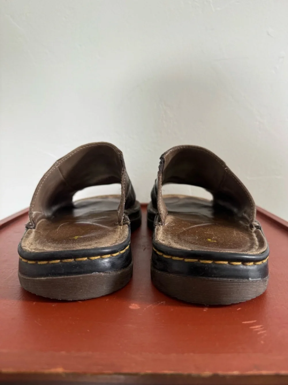 Vintage Dr. Martens Open Toe Sandals Brown Leather Slide Casual Distressed 11